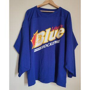 Vintage Labatt's Blue Hockey Jersey XLarge V Neck Wide Sleeve Shirt